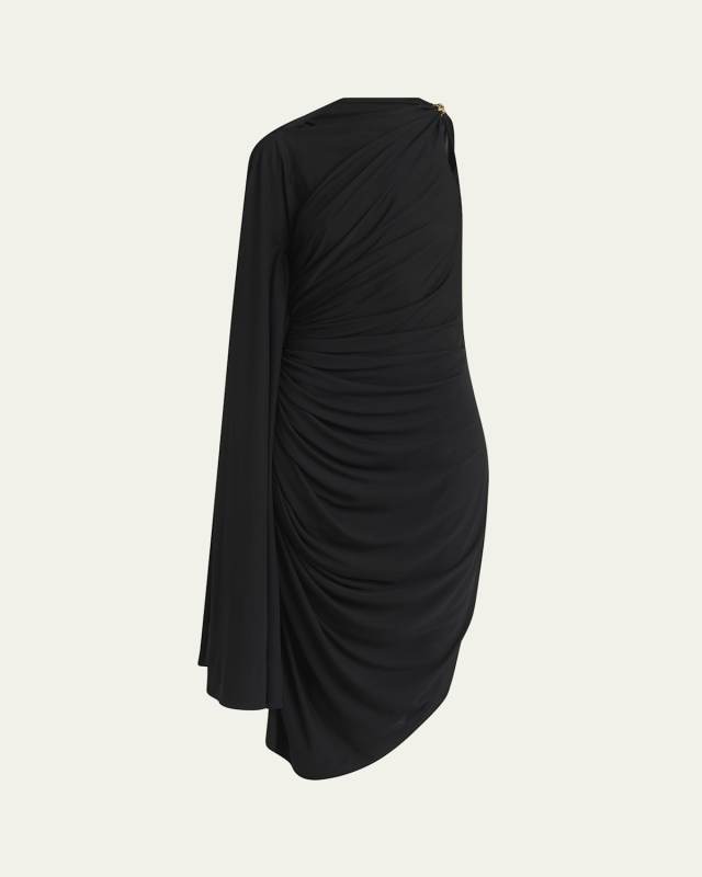 Frog Draped Matte Viscose Jersey Cape Dress